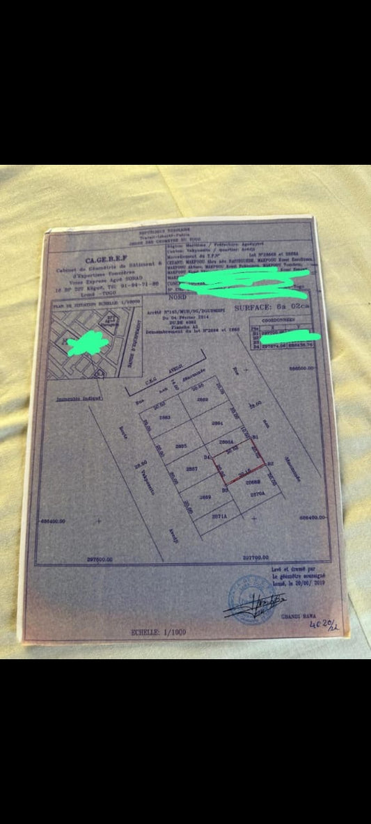 Terrain de 4 lots en vente à Segbé – 80 millions FCFA