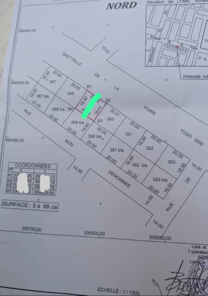 Terrain en vente en bordure du goudron à Kégué Amangotigome – 60 millions FCFA
