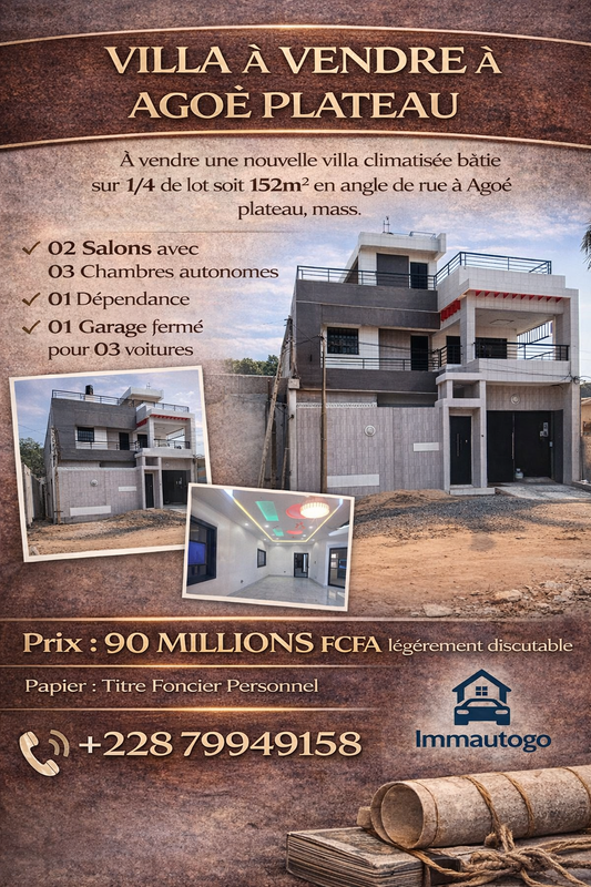 VILLA A VENDRE A AGOE PLATEAU