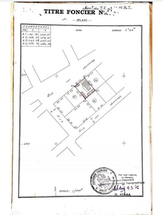 TERRAIN D’1 LOT À VENDRE À TOKOIN SÉMINAIRE – À 300M DU GOUDRON, TITRE FONCIER