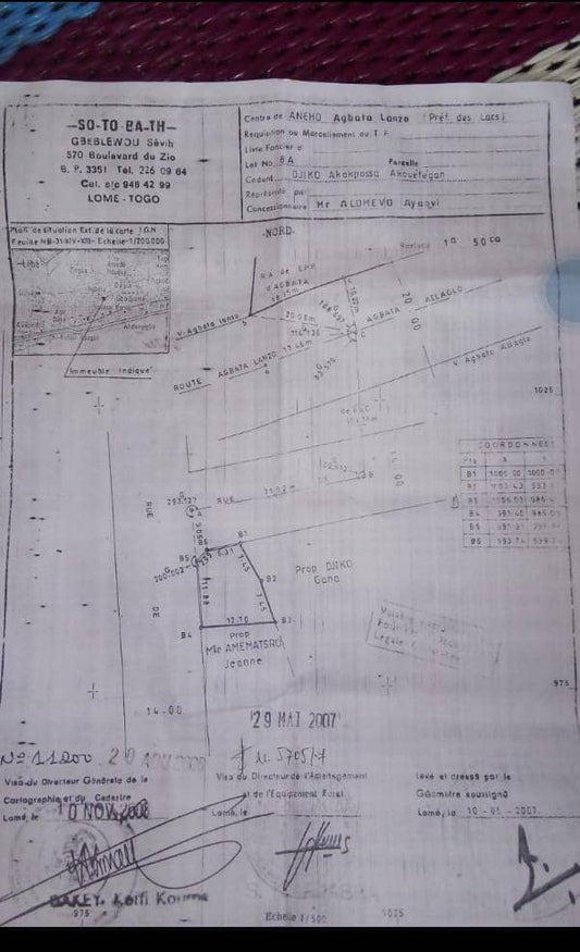 Terrain 1/4 lot en vente à Agbata (Lanzo), côté lac – 8 millions FCFA