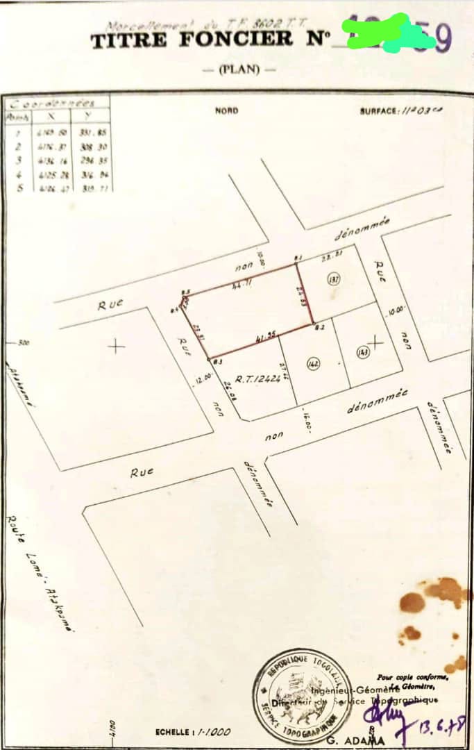 Terrain de 2 lots en vente à Tokoin – 85 millions FCFA