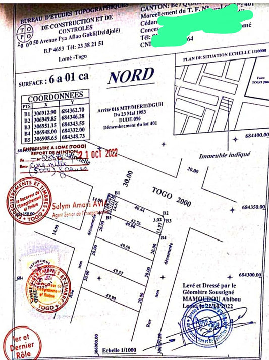 Terrain 1 lot en vente en angle de rue à Togo 2000 – 90 millions FCFA