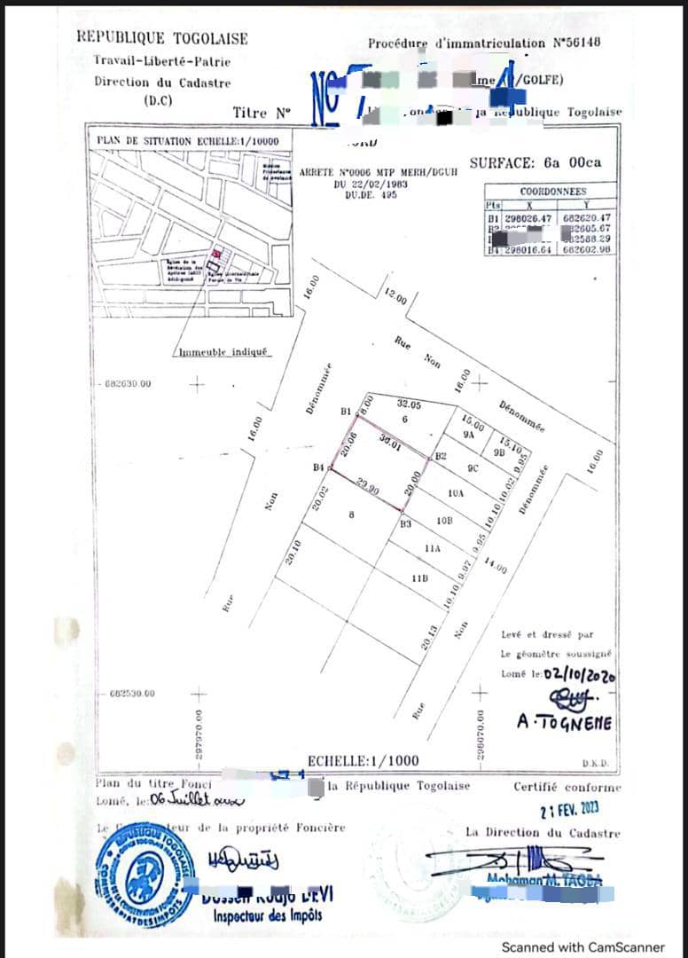 Terrain d'1 lot en vente à Soviépé – 35 millions FCFA