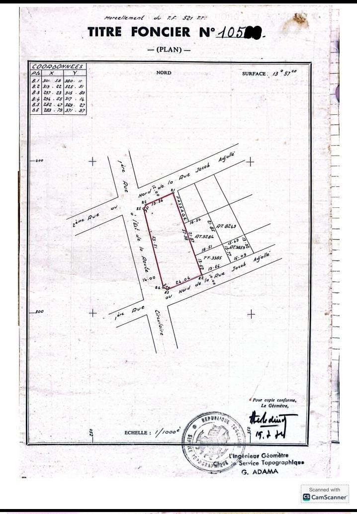 Terrain 1 lot en vente en angle de rue à Nyekonakpoè – 70 millions FCFA