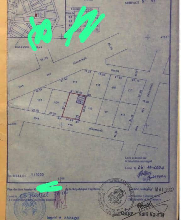 Terrain à vendre à Lomé – 40 Millions FCFA