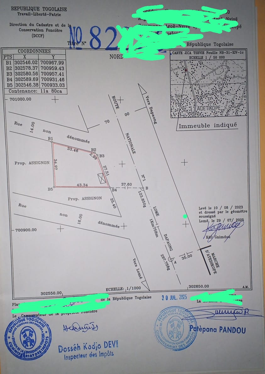 Terrain de 2 lots en vente en bord du goudron à Adétikopé Pia - 170 millions FCFA