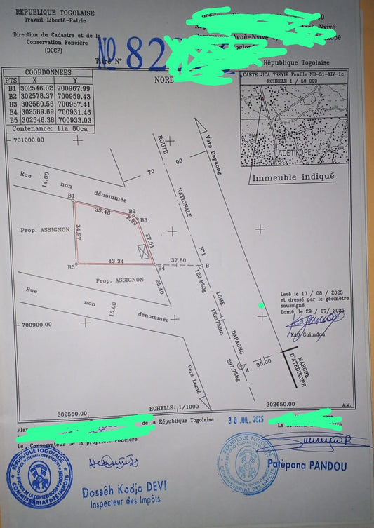 Terrain de 2 lots en vente en bord du goudron à Adétikopé Pia - 170 millions FCFA