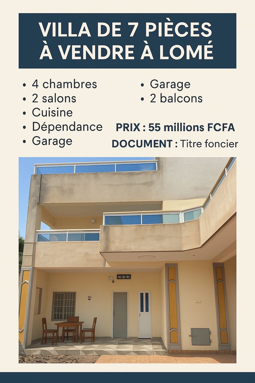 UNE VILLA 4 CHAMBRES À VENDRE AU CENTRE-VILLE DE DJAGBLÉ