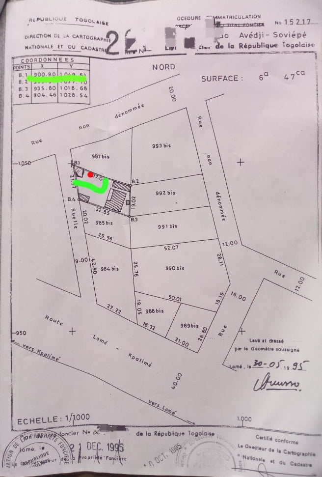 Terrain à vendre à Adidogomé – 15 Millions FCFA