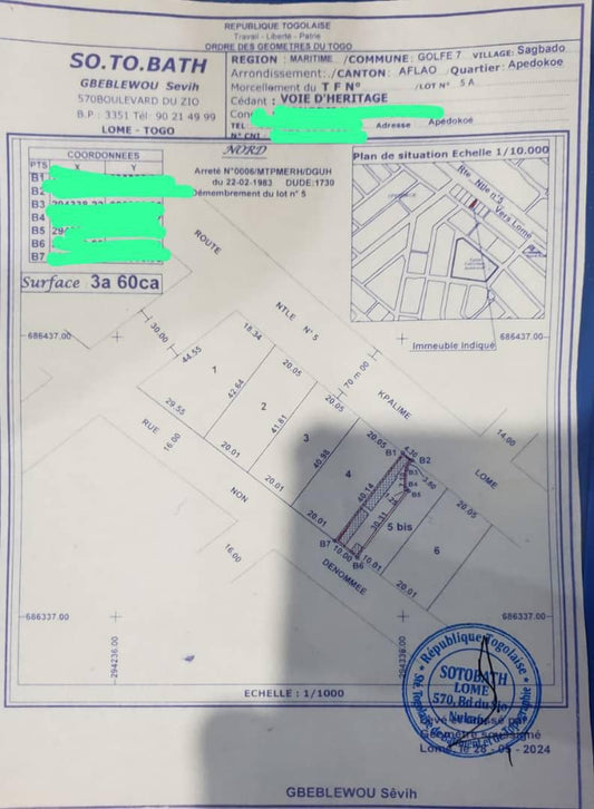 TERRAIN 360m² À VENDRE À ADIDOGOMÉ – BORDURE GOUDRON