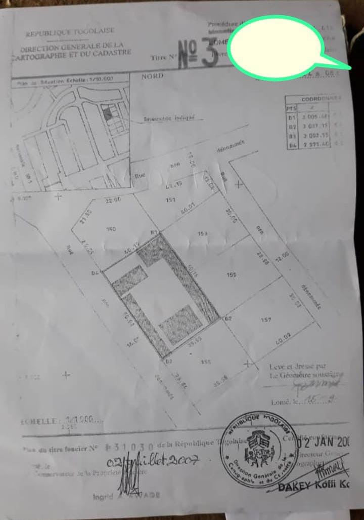 Terrain de 4 lots à vendre à Cité OUA – 375 millions FCFA le lot