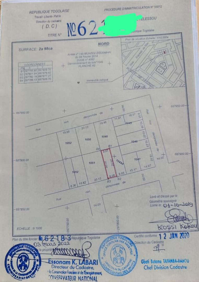 Terrain demi-lot à vendre avec titre foncier à Léo 2000 Telessou – 28 millions FCFA