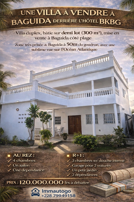 UNE  VILLA À VENDRE À BAGUIDA DERNIÈRE L'HÔTEL BKBG