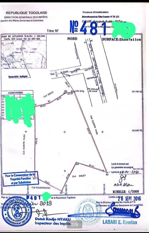5 lots de terrain en vente à Adétikopé – 12.500.000 FCFA le lot