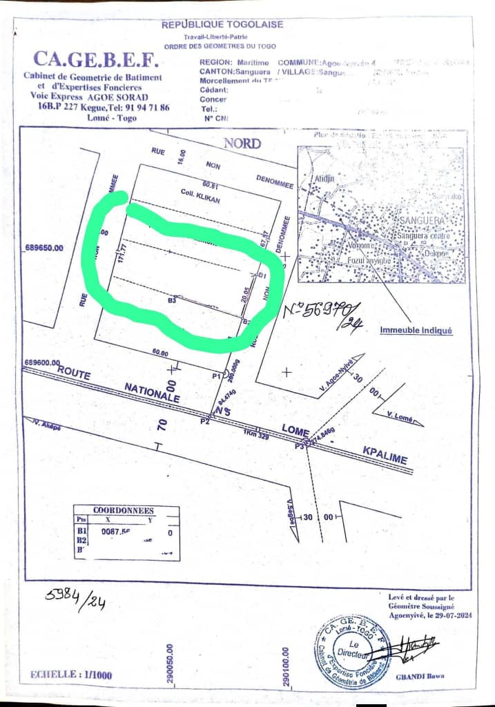 Terrain à vendre à Zanguera – 50 Millions FCFA