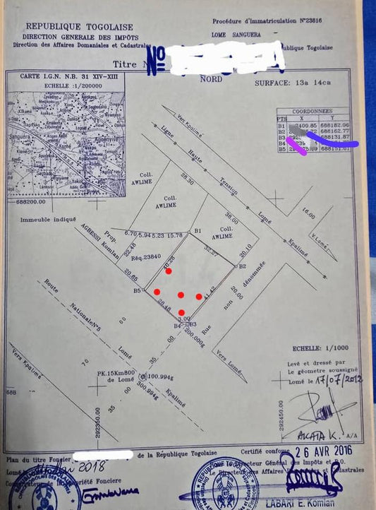 Terrain de 600 m² en vente en bordure de goudron à Zanguéra – 110 millions FCFA