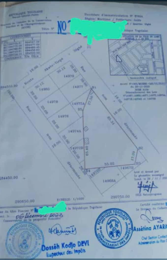 Terrain de 4 lots à vendre à Sègbé Douane – 35 millions FCFA le lot
