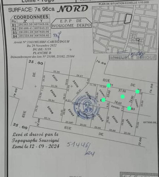 Terrain de 796 m² en vente à Zanguera – 25 millions FCFA