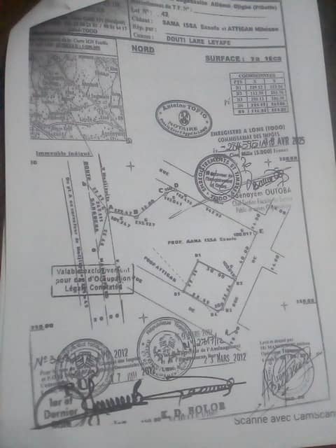 1/4 de lot en vente à Légbassito Madjikpeto – 6.5 millions FCFA