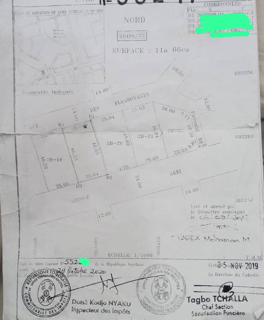 Terrain 2 lots en vente à Cité OUA (Caisse) – 575 millions FCFA
