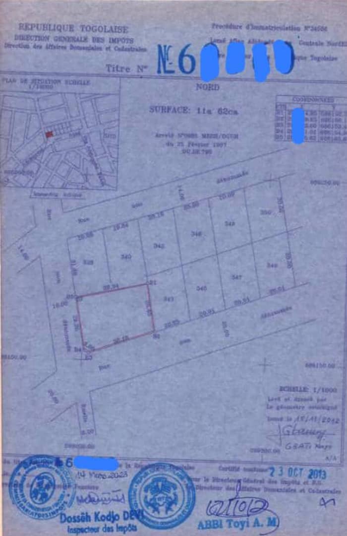 Terrain à vendre à Adidoadin – 85 Millions FCFA