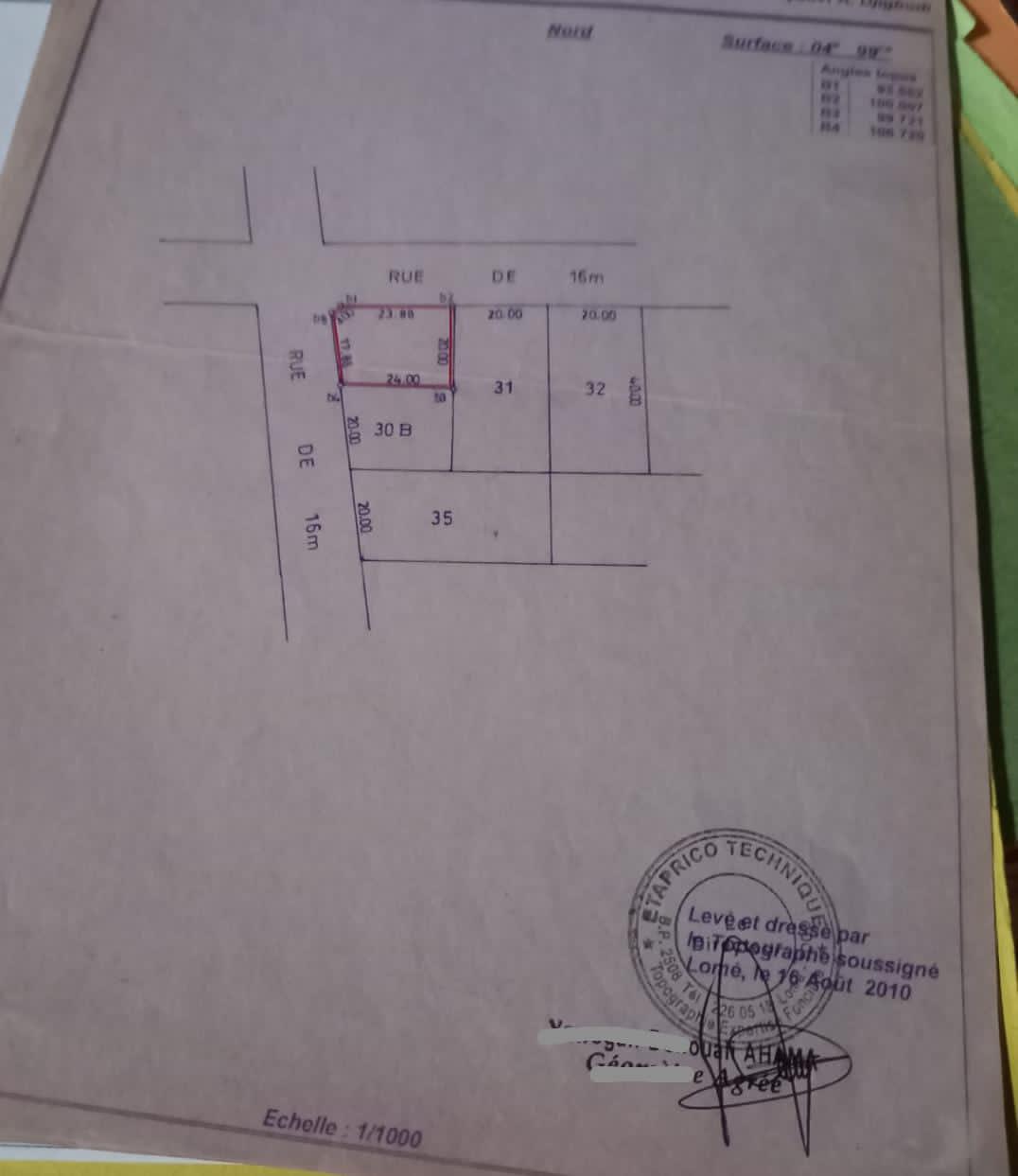 Terrain de 499 m² en vente à Adidogomé Sagbado – 25 millions FCFA