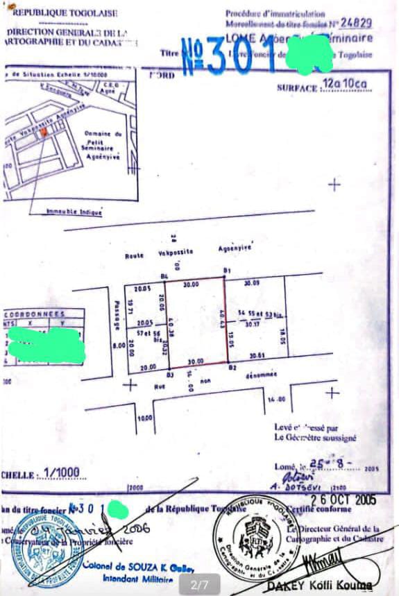 Terrain à vendre à Agoe – 95 Millions FCFA
