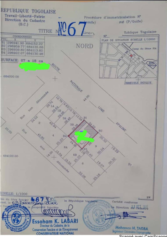 Terrain à vendre à Adidogomé – 400 Millions FCFA