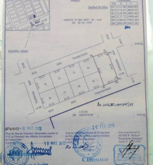 Terrain à vendre à Bè Gbegnedji – 55 Millions FCFA