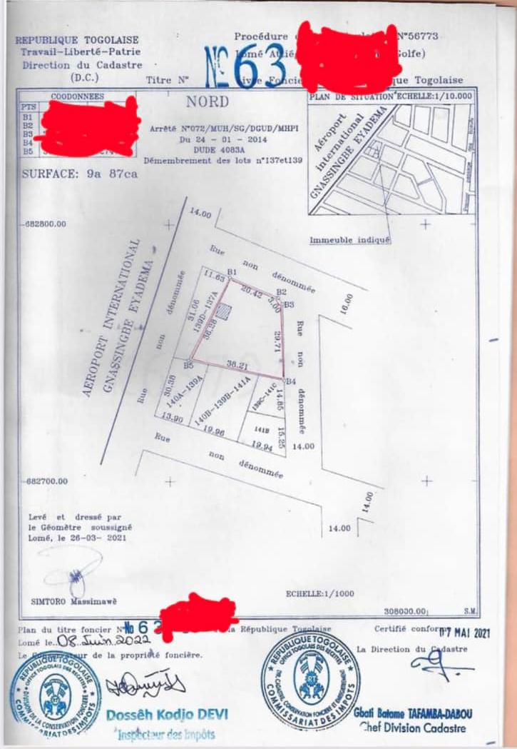 Terrain à vendre à Attiégou – 90 Millions FCFA