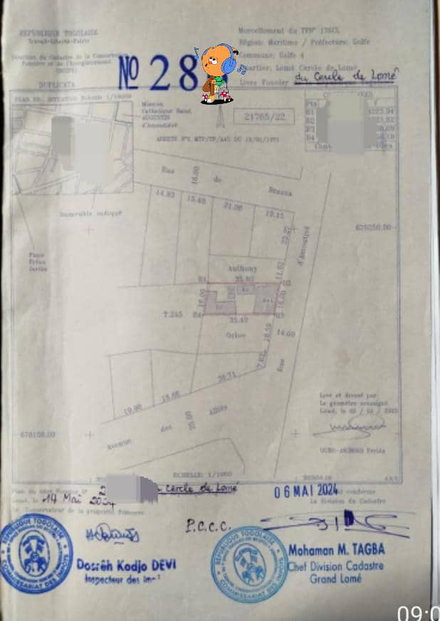 Terrain à vendre à Adétikopé – 22 Millions FCFA