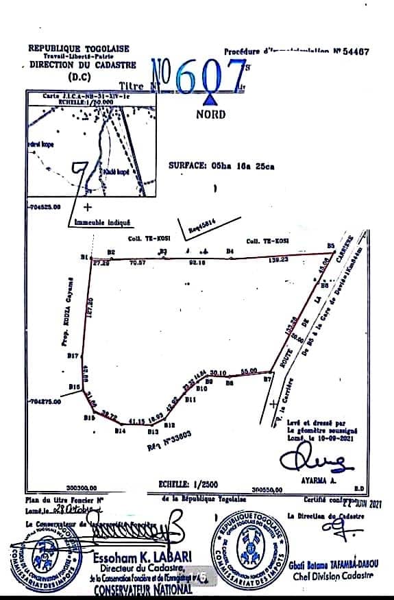 Terrain en vente à Davié – 12.5 millions FCFA le lot
