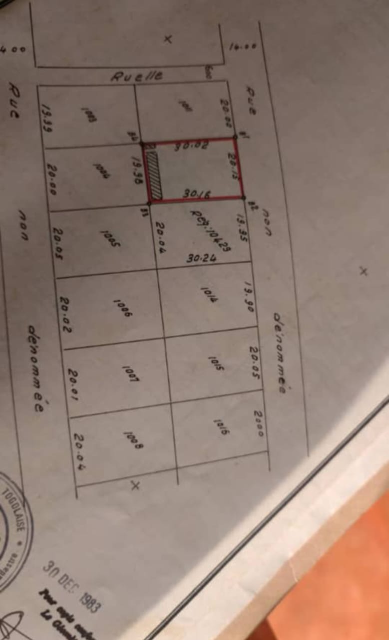 Terrain 1 lot en vente à Djidjolé – 65 millions FCFA