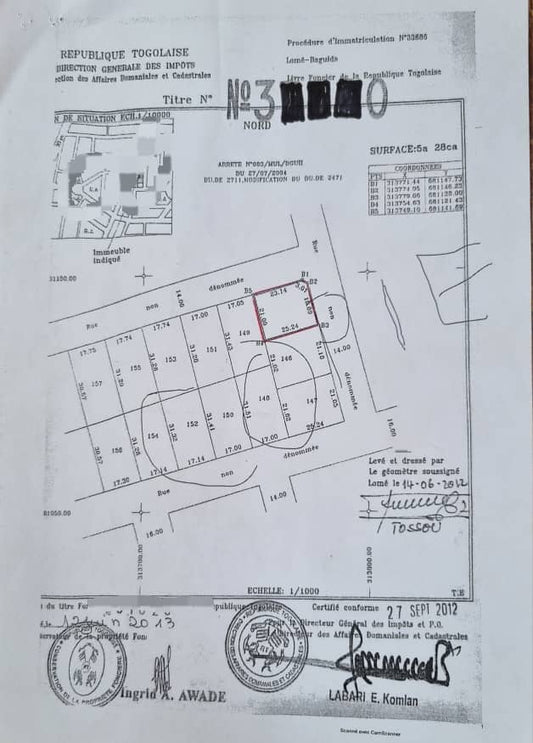Terrain 1 lot en vente à Baguida centre – 35 millions FCFA