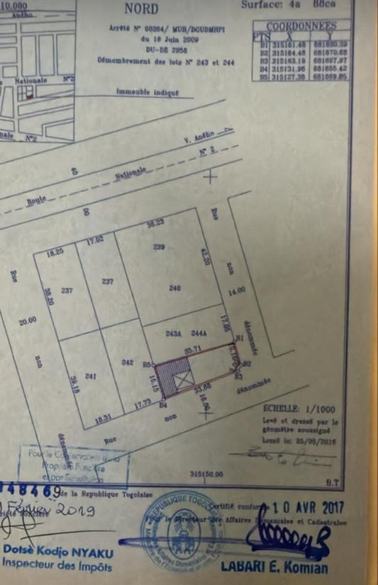 Terrain de 458 m² en vente à Baguida côté plage – 60 millions FCFA