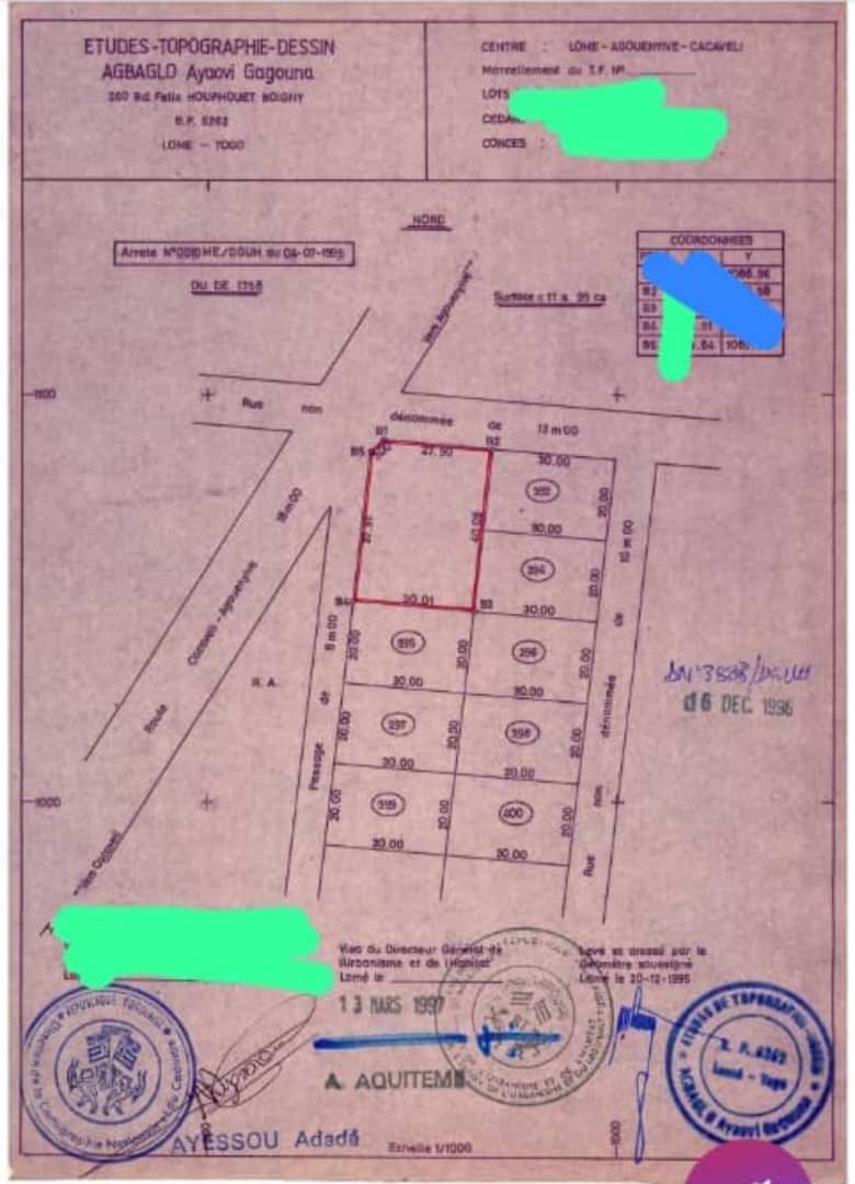 Terrain à vendre à Agoè – 75 Millions FCFA