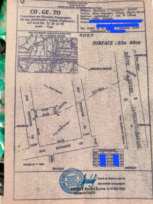 Terrain 1/2 lot en vente à Segbé – 9 millions FCFA