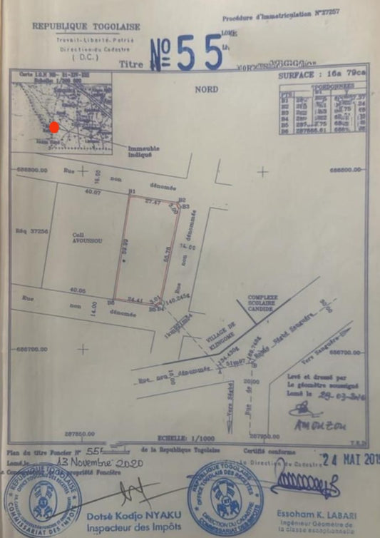 03 lots en vente avec titre foncier personnel en angle de rue à Ségbé AKATO AVOÉMÈ – 15 millions FCFA l'unité