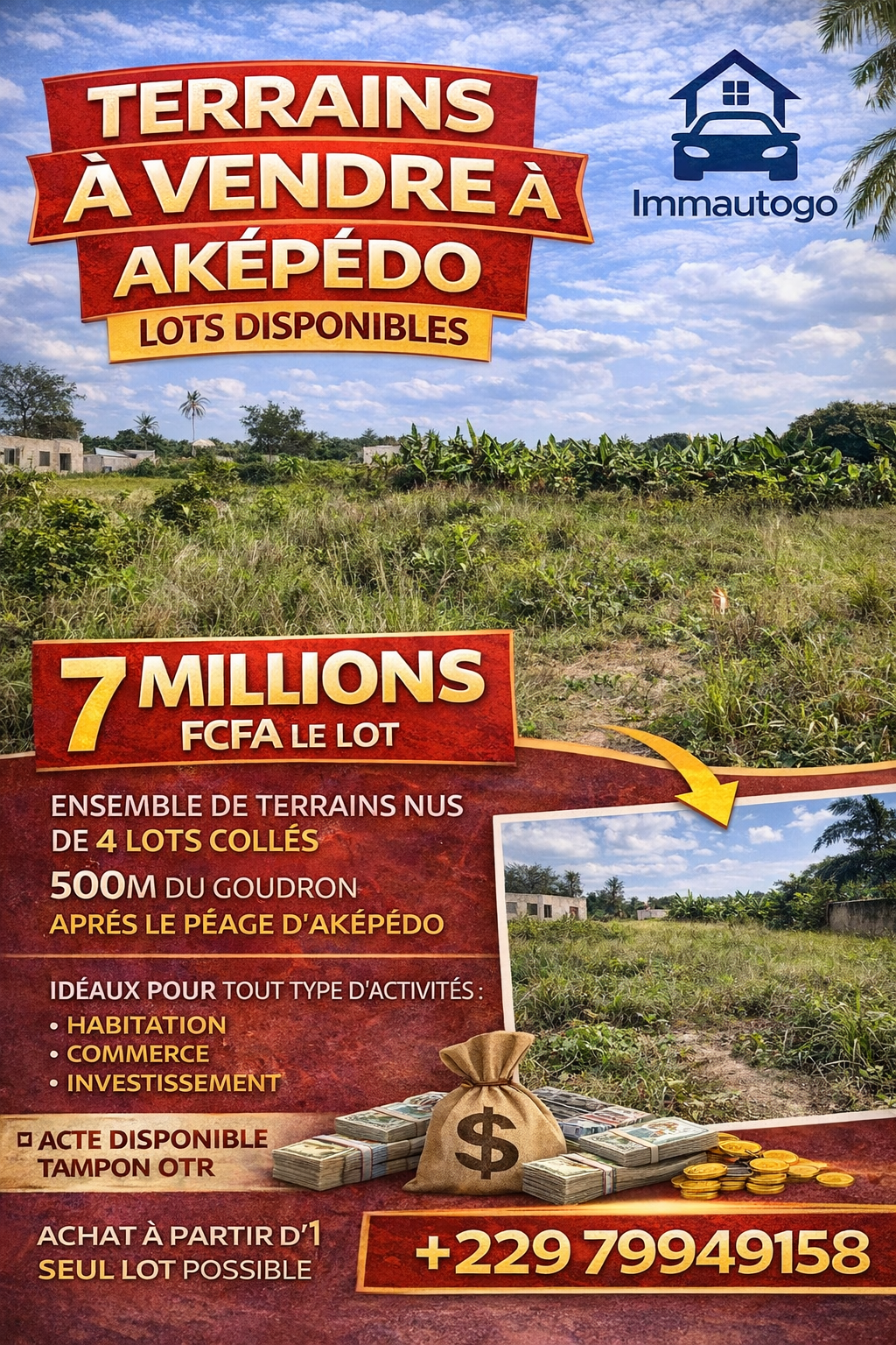 TERRAINS À VENDRE À AKÉPÉDO – LOTS DISPONIBLES