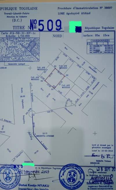 Terrain 1 lot en vente à Agoè Legbassito Atiomé Kponsè – 25 millions FCFA