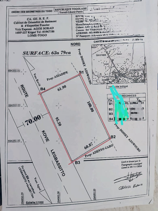 Terrain de 8 lots en vente à Agoè Legbassito – 28 millions FCFA le lot
