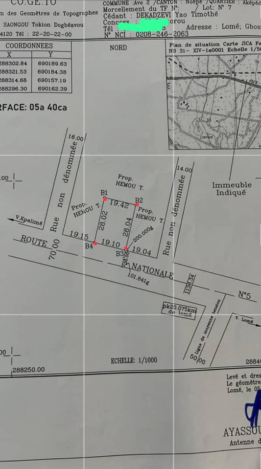 Terrain 1 lot en vente bord du goudron à Zanguera – 40 millions FCFA