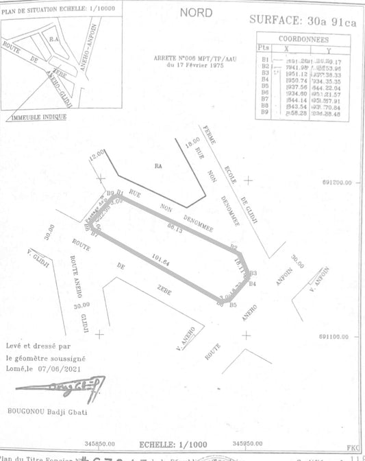Terrain de 5 lots en vente en angle de rue à Aného Glidji – 30 millions FCFA (vente en bloc)