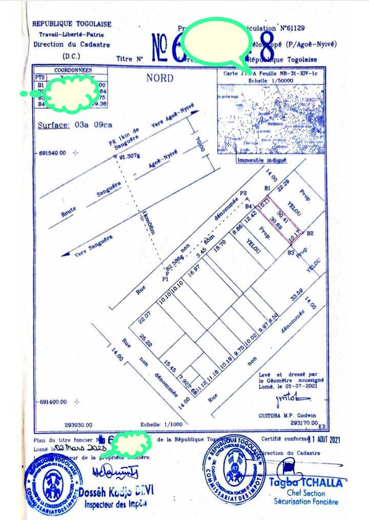 Terrain d'un demi lot en vente à Agoè Legbassito – 12 millions FCFA