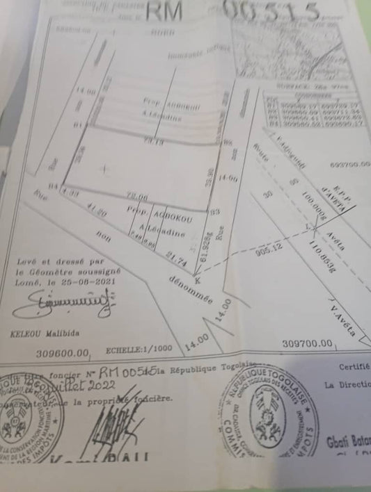 Terrain d'un demi-lot en vente à Djagblé Cité A – 8 millions FCFA