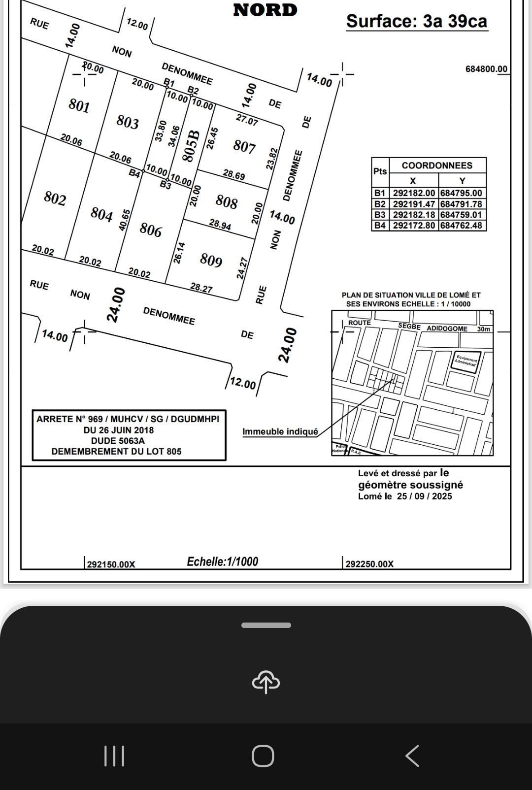 Terrain 1/2 lot en vente à Adidogomé – 12 millions FCFA