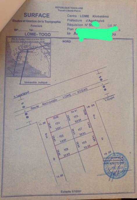 Terrain de 1200 m² en vente en bordure de goudron à Djagblé – 79 millions FCFA