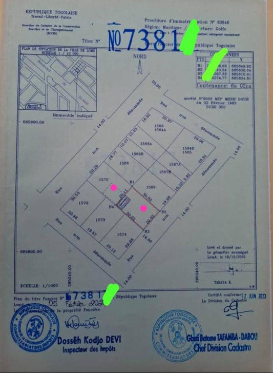 Terrain 2 lots en vente à Adidogomé Madiba – 120 millions FCFA