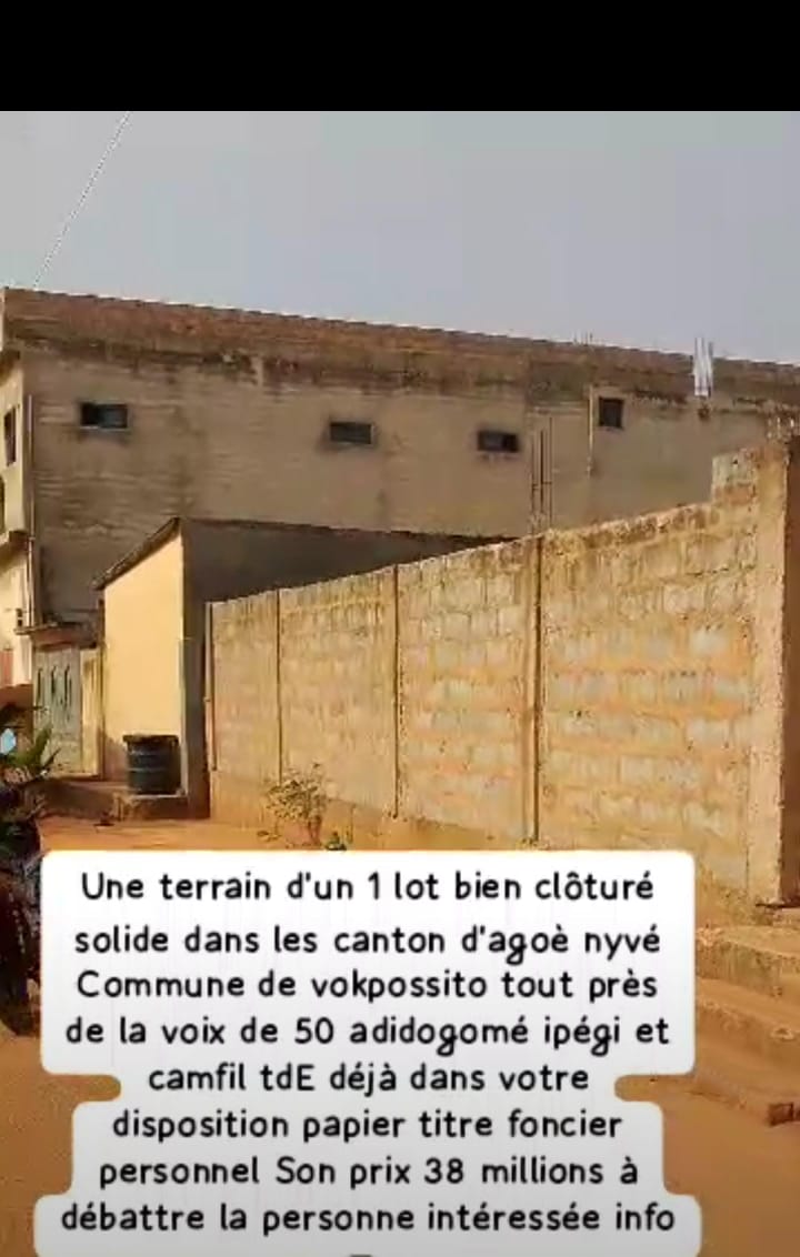 Terrain 1 lot en vente à Vakpossito – 38 millions FCFA